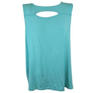 Soft Surroundings Top Womens XLP Turquoise Aqua Sleeveless Open Neck Casual